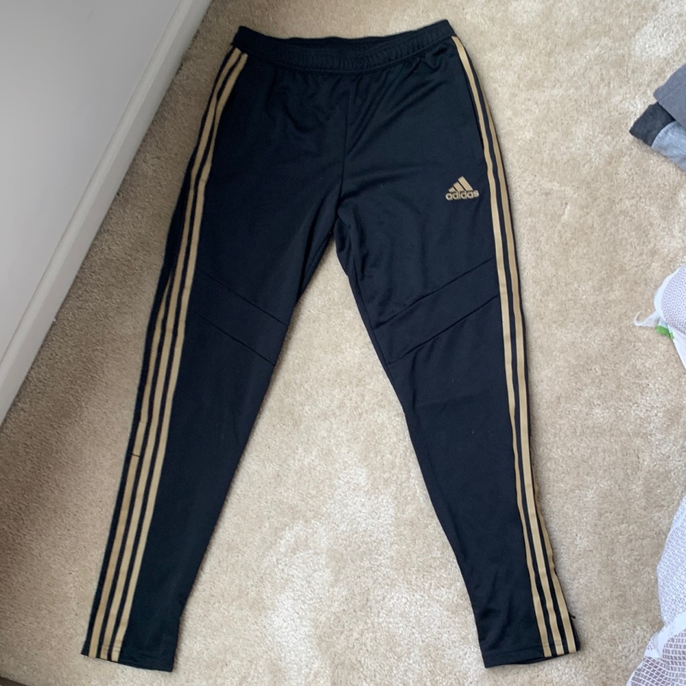 Adidas track pants - black / gold reflective